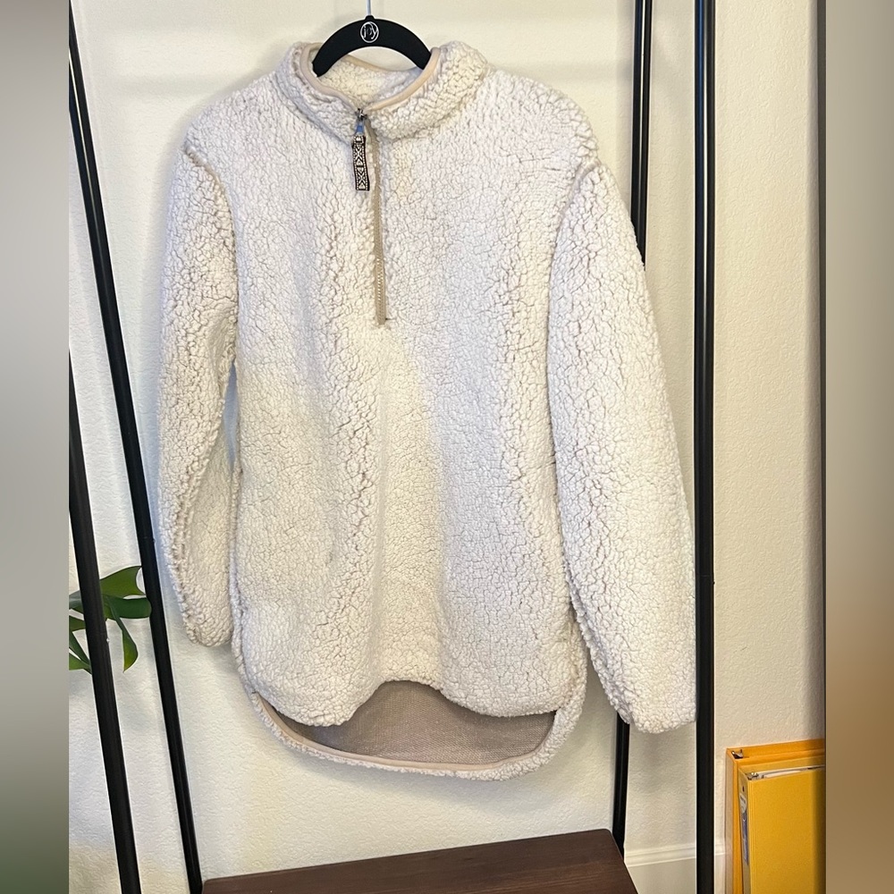 White/cream sherpa quarter zip